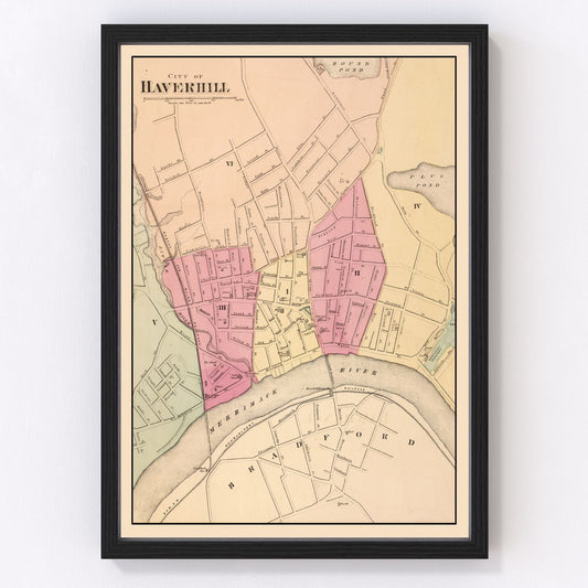 Vintage map of Haverhill, Massachusetts, 1871