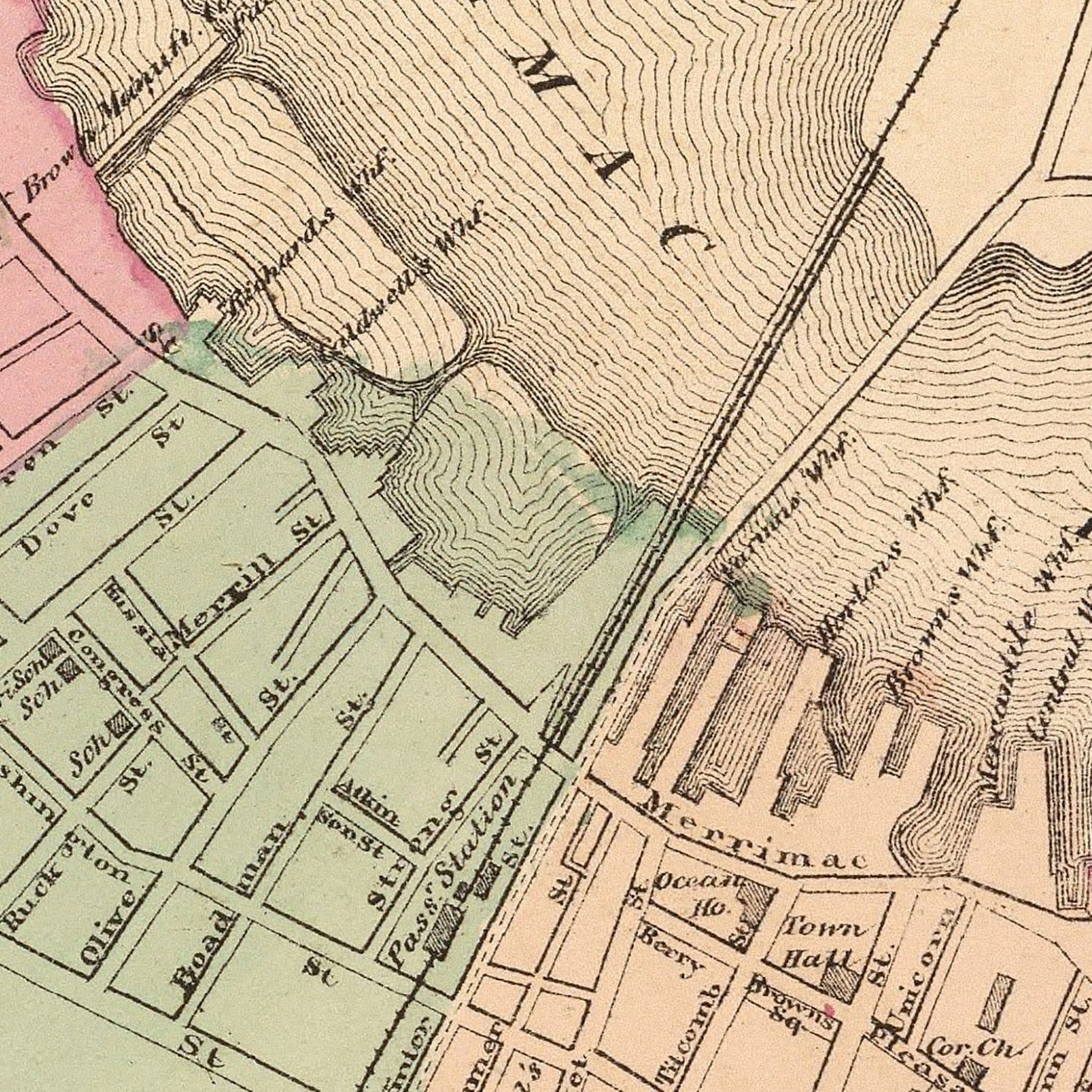 Vintage Map of Newburyport, Massachusetts, 1871