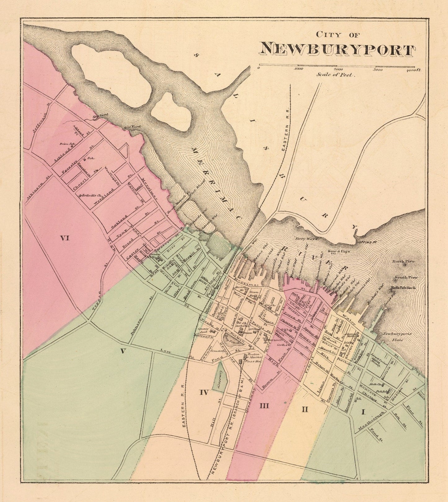 Vintage Map of Newburyport, Massachusetts, 1871