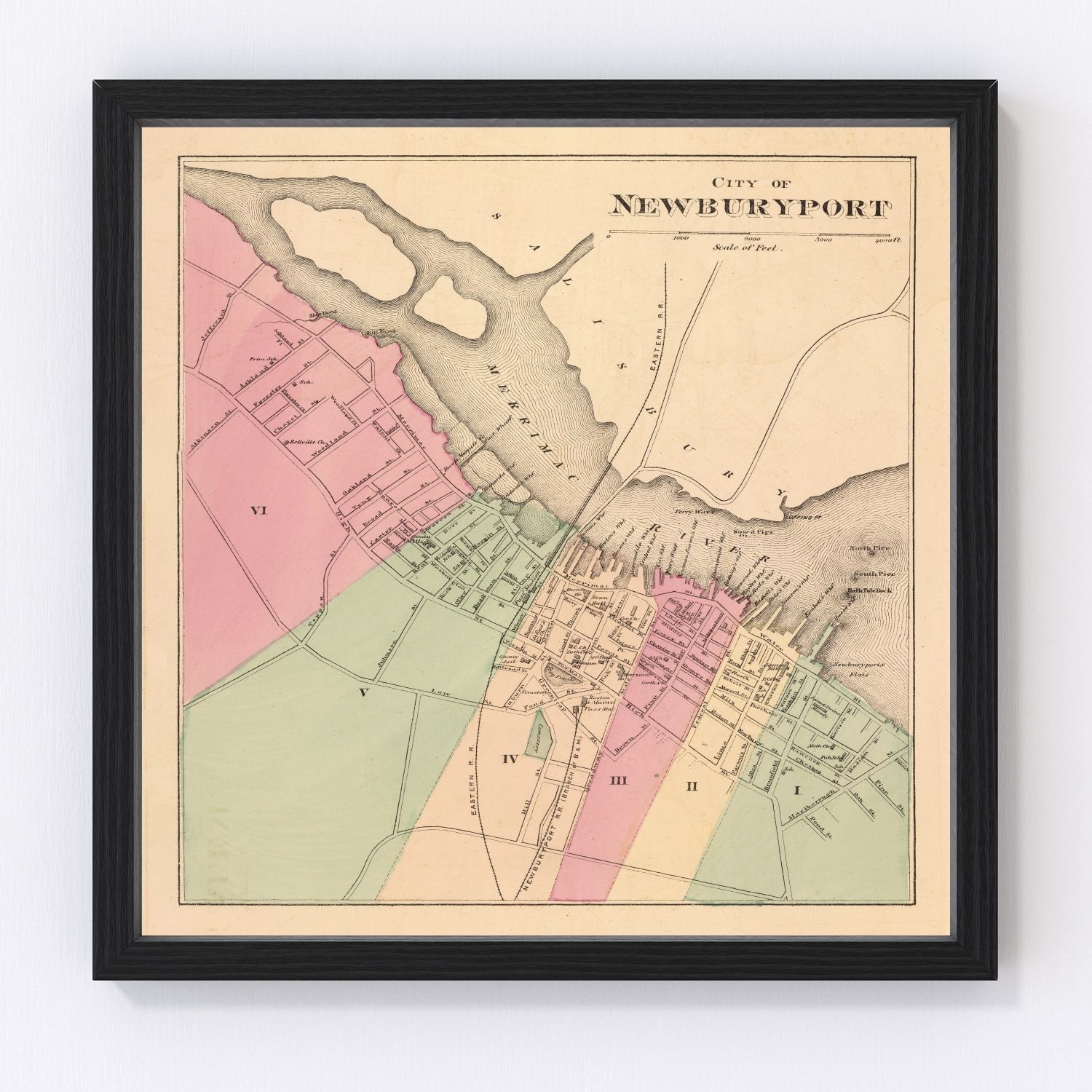 Vintage map of Newburyport, Essex County, Massachusetts, 1871
