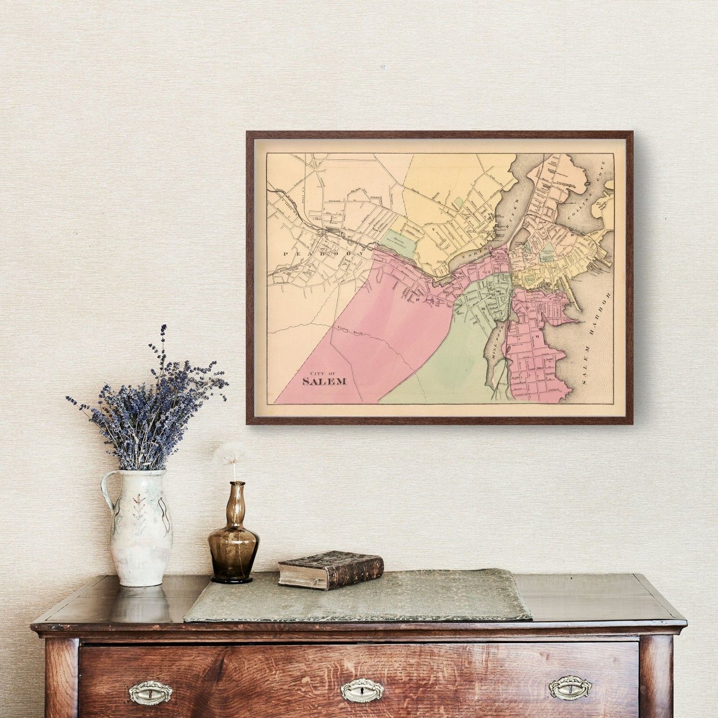 Vintage Map of Salem, Massachusetts, 1871