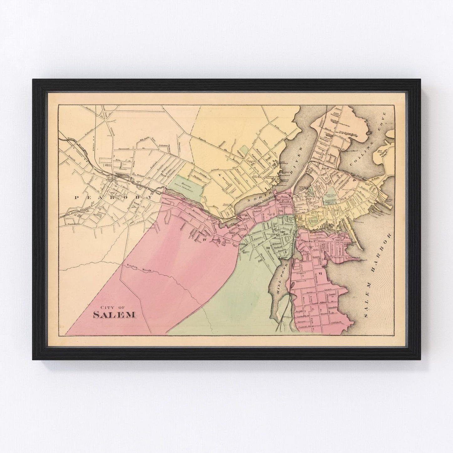 vintage map of Salem, Massachusetts, 1871