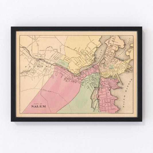 vintage map of Salem, Massachusetts, 1871