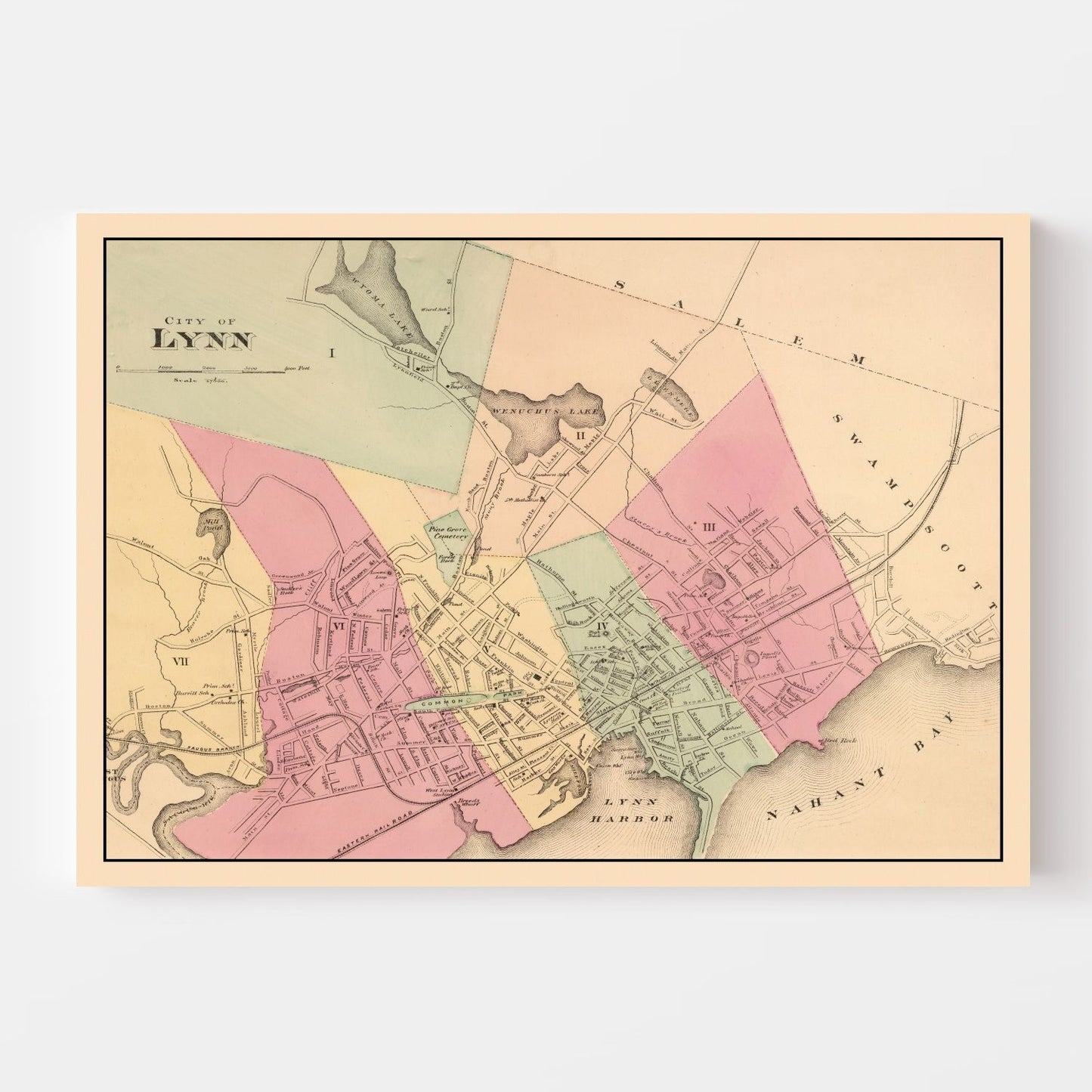 Vintage Map of Lynn, Massachusetts, 1871 II