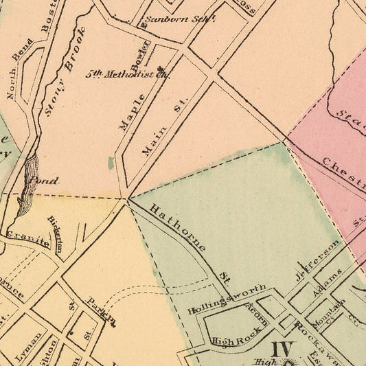 Vintage Map of Lynn, Massachusetts, 1871 II