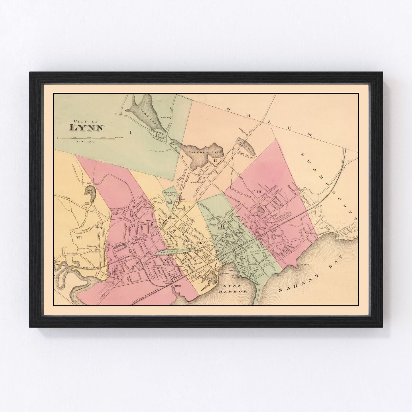 Vintage map of Lynn, Massachusetts, 1871