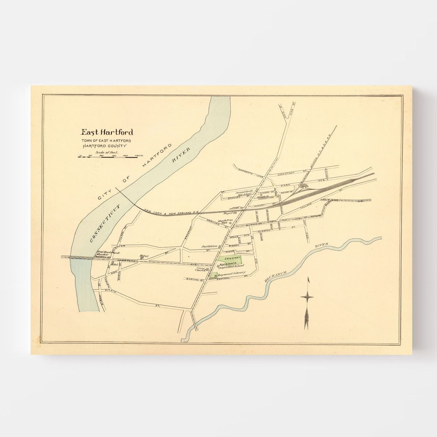 Vintage Map of East Hartford, Connecticut, 1893