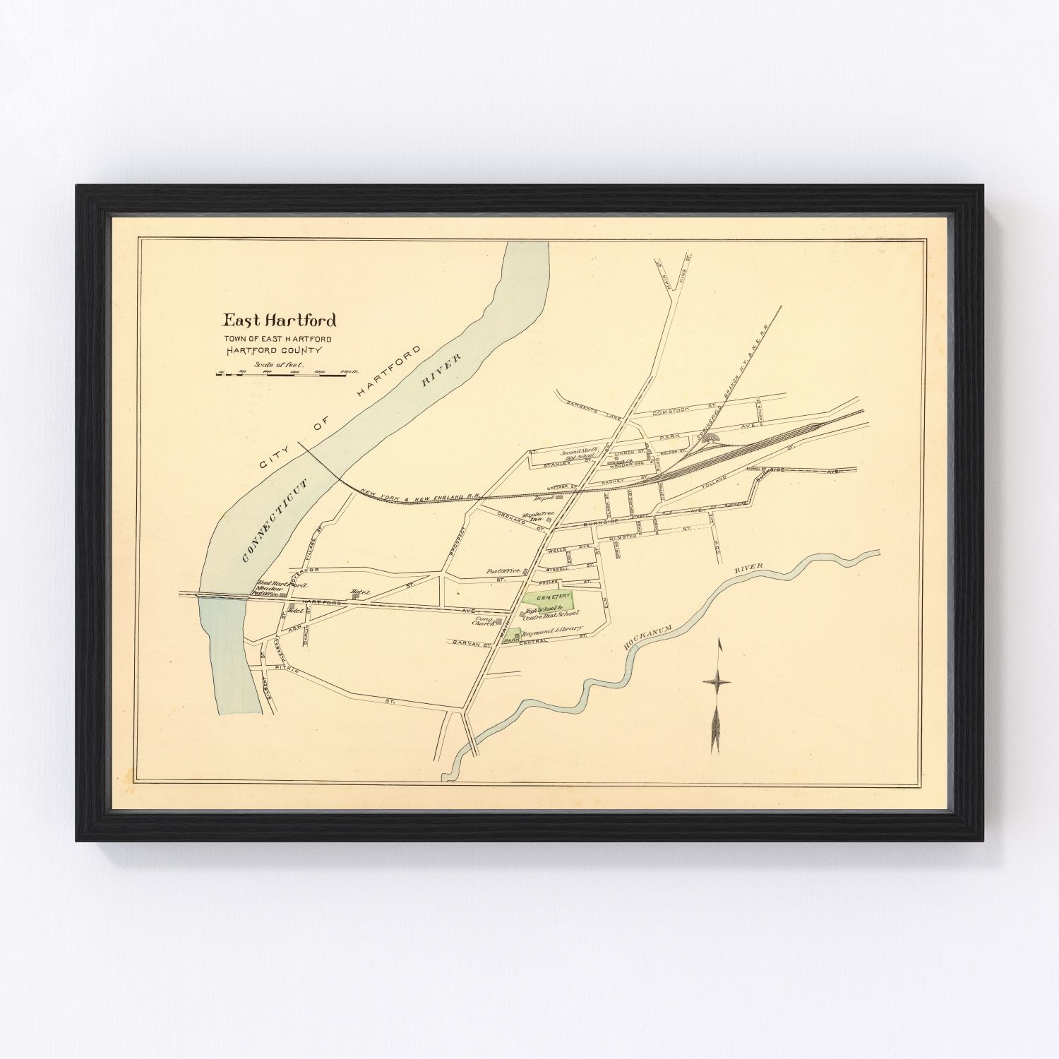 Vintage map of East Hartford, Connecticut, 1893
