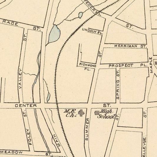 Vintage Map of Bristol, Connecticut, 1893