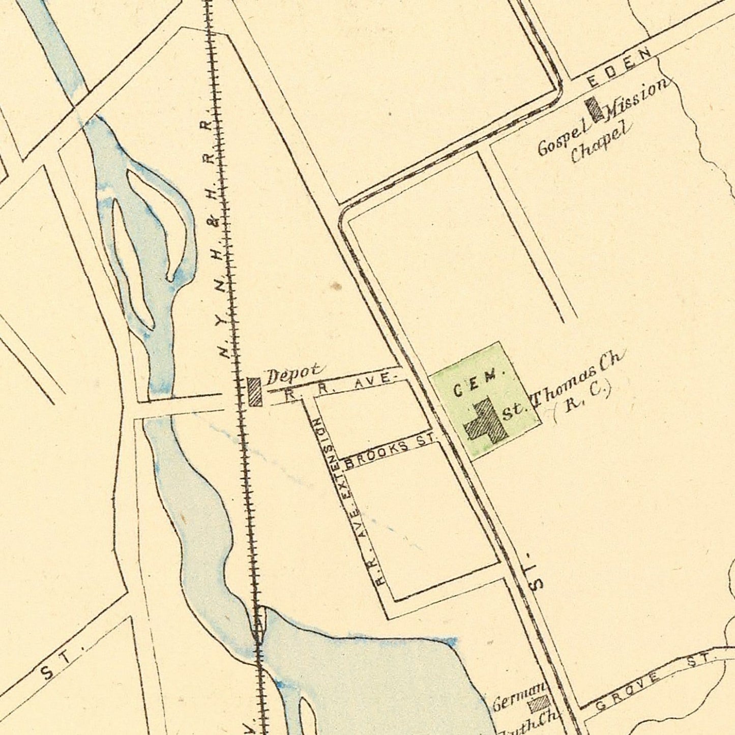 Vintage Map of Southington, Connecticut, 1893