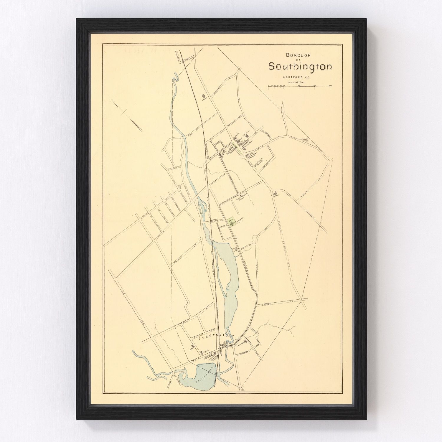 vintage map of Southington, Connecticut, 1893