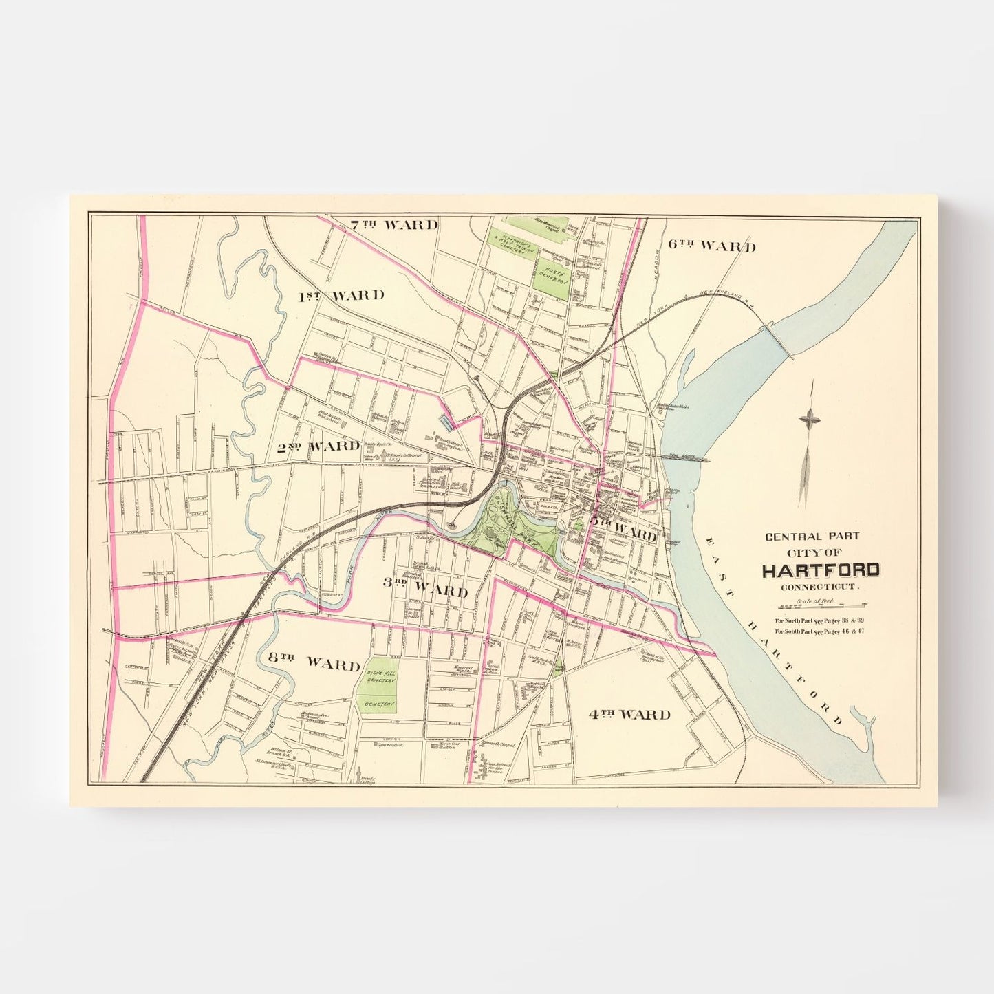 Vintage Map of Hartford, Connecticut, 1893