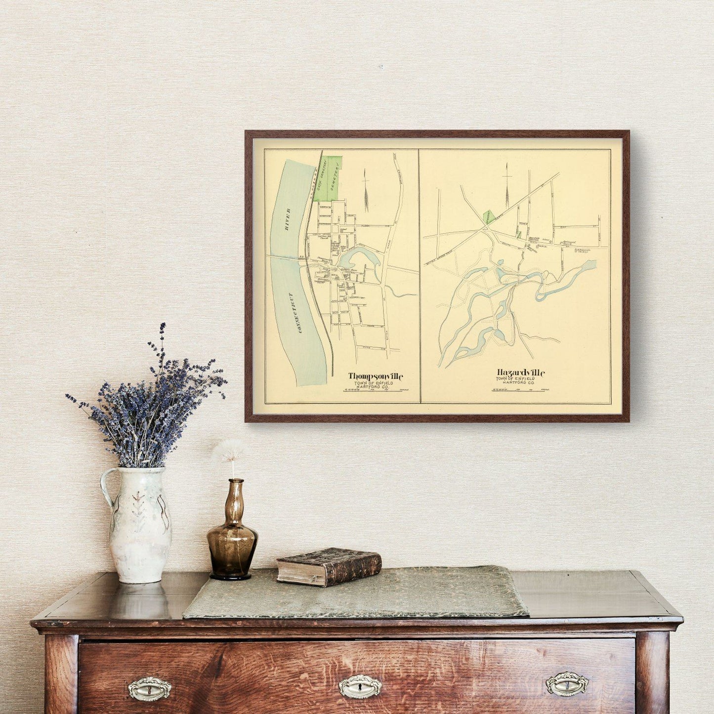 Vintage Map of Hazardville, Connecticut, 1893