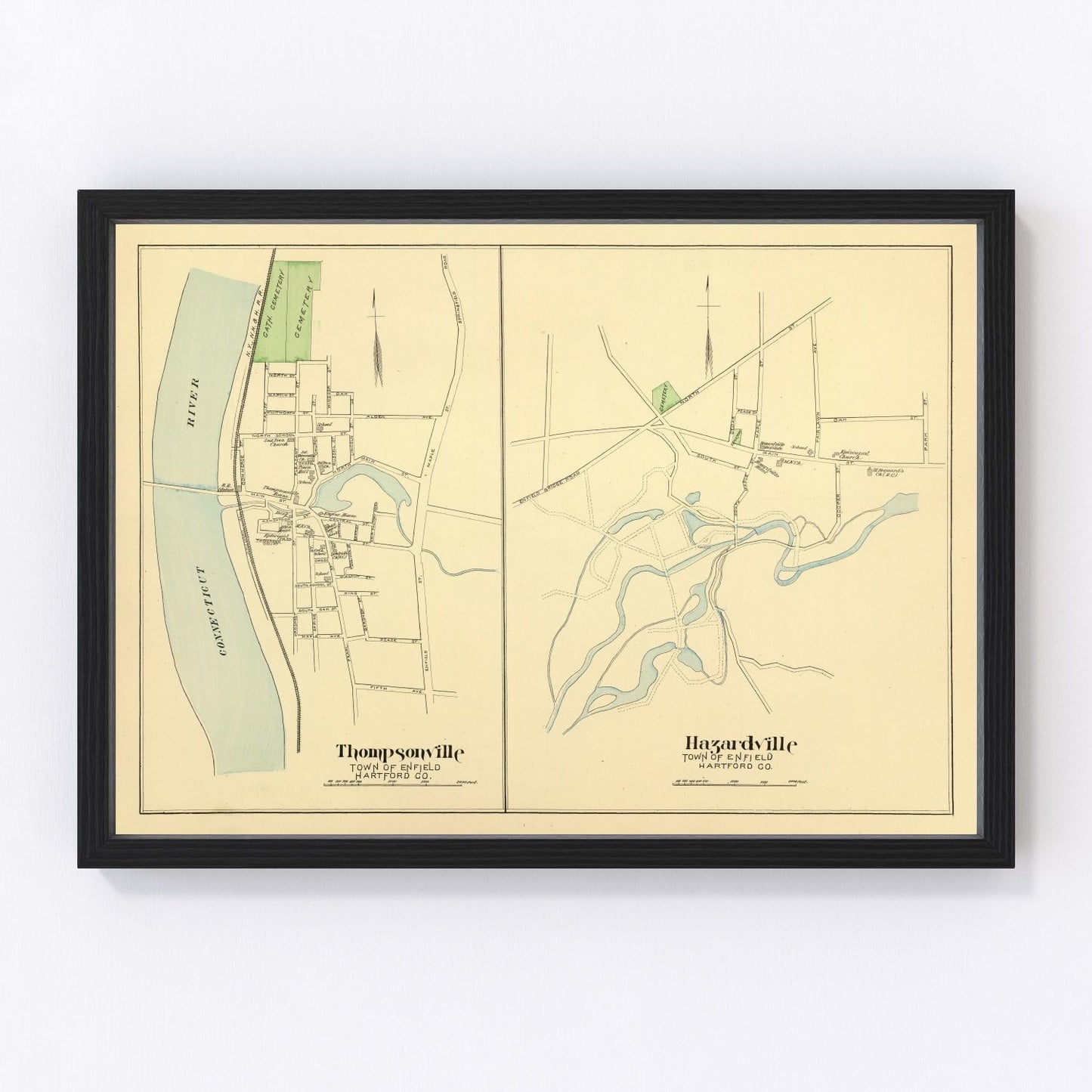 Vintage map of Hazardville, Connecticut, 1893