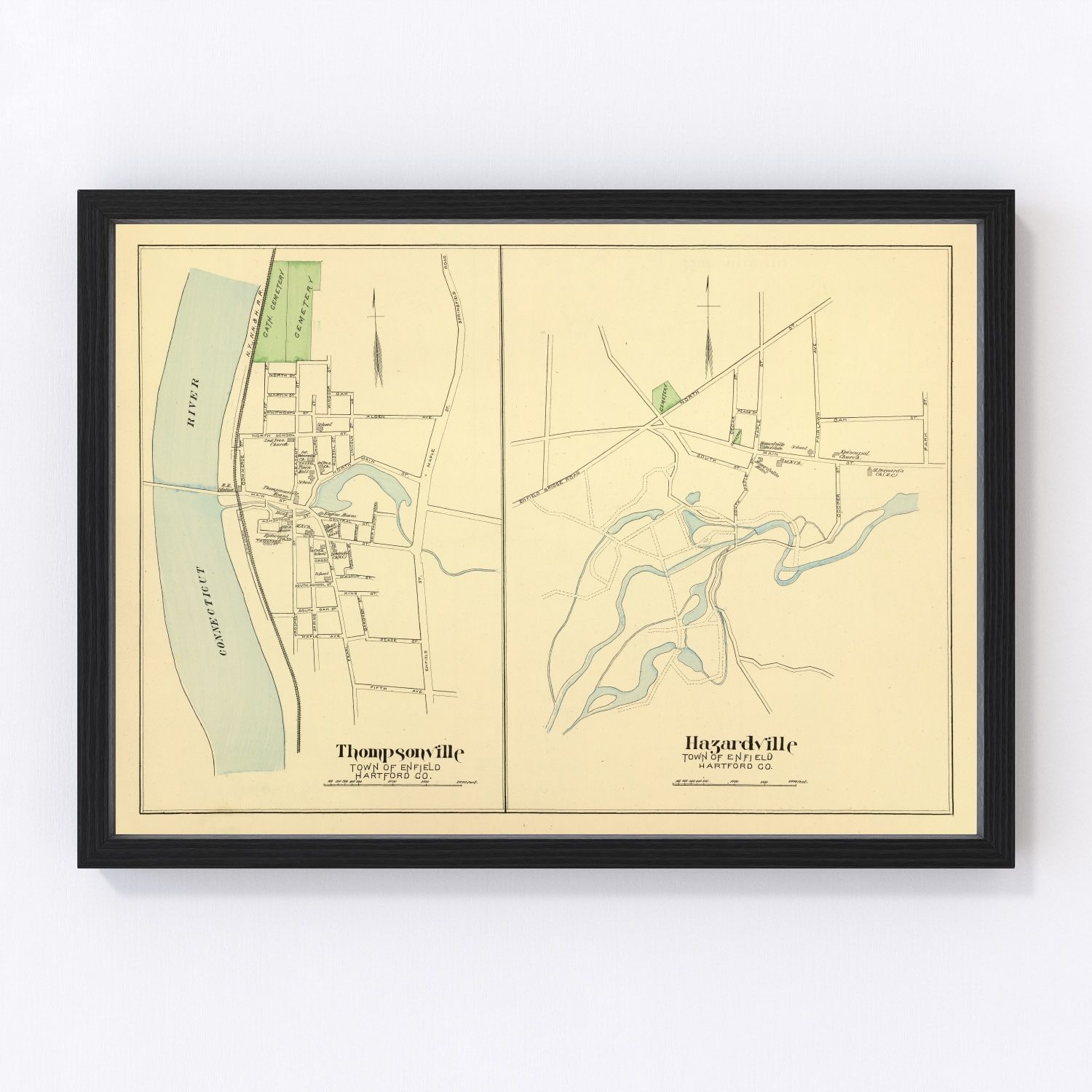 Vintage map of Hazardville, Connecticut, 1893