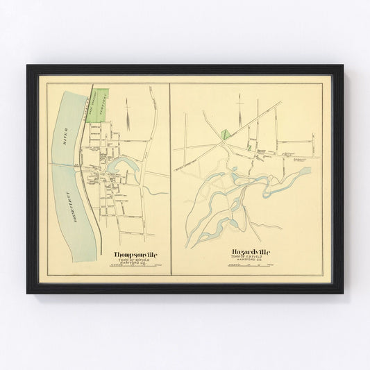 Vintage map of Hazardville, Connecticut, 1893