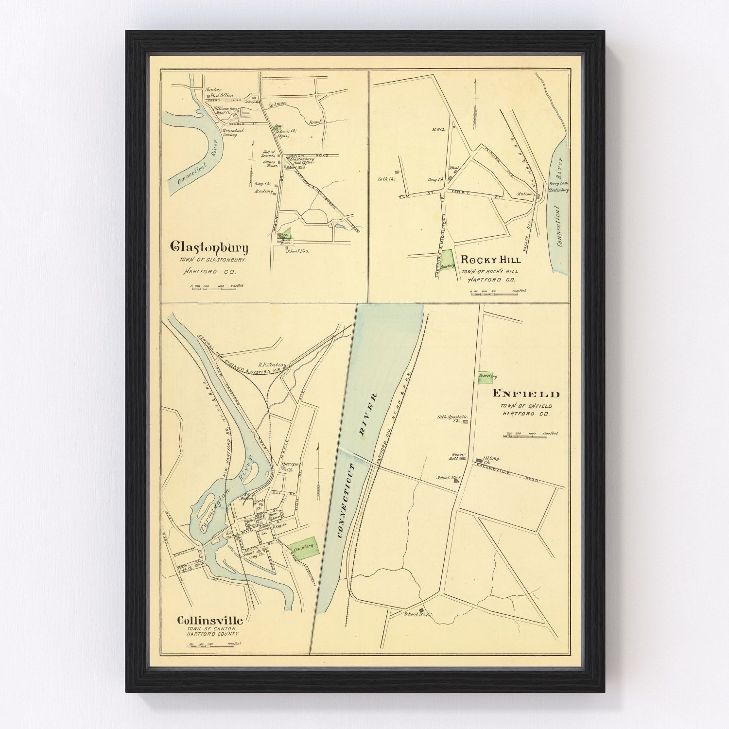 vintage map of Collinsville, Connecticut, 1893