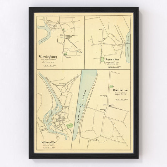vintage map of Collinsville, Connecticut, 1893