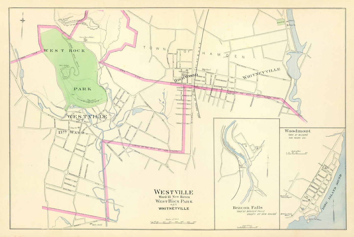 Vintage Map of Westville, Connecticut, 1893