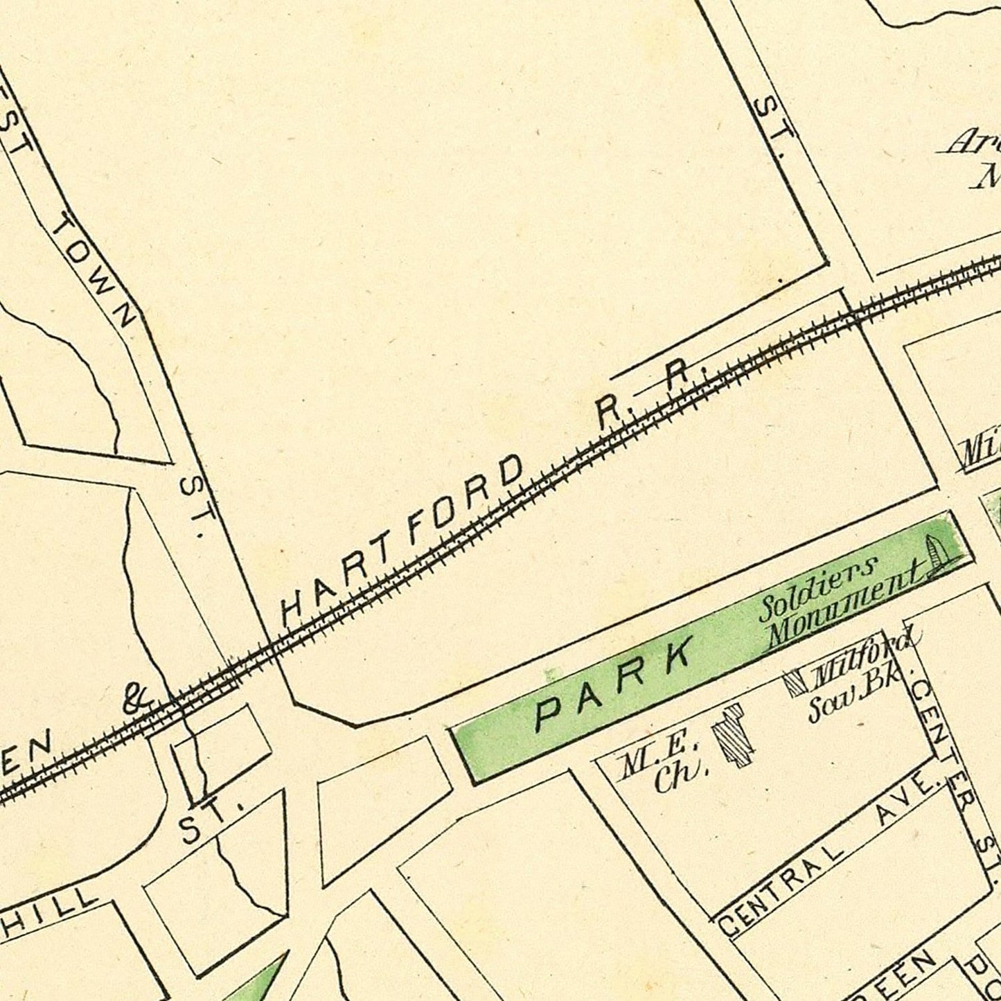 Vintage Map of Milford, Connecticut, 1893