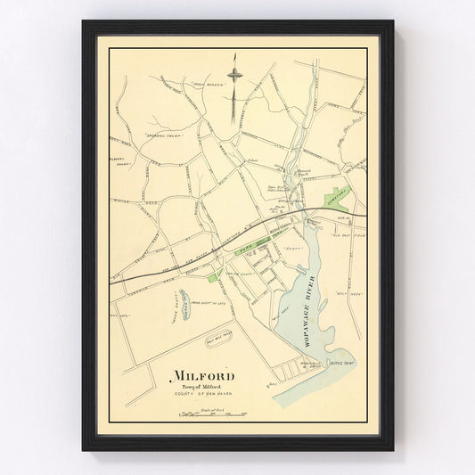 vintage map of Milford, Connecticut, 1893