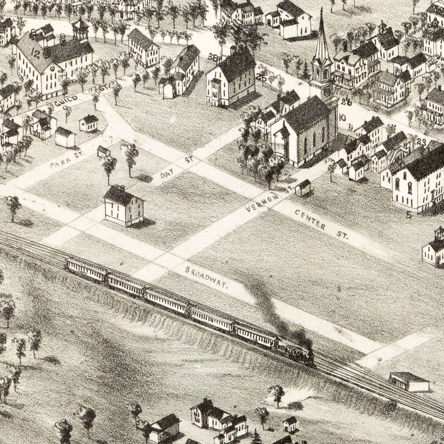 Vintage Map of Norwood, Massachusetts, 1882