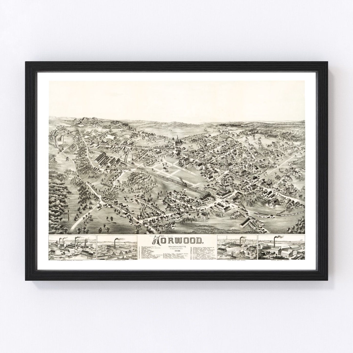 vintage map of Norwood, Massachusetts, 1882