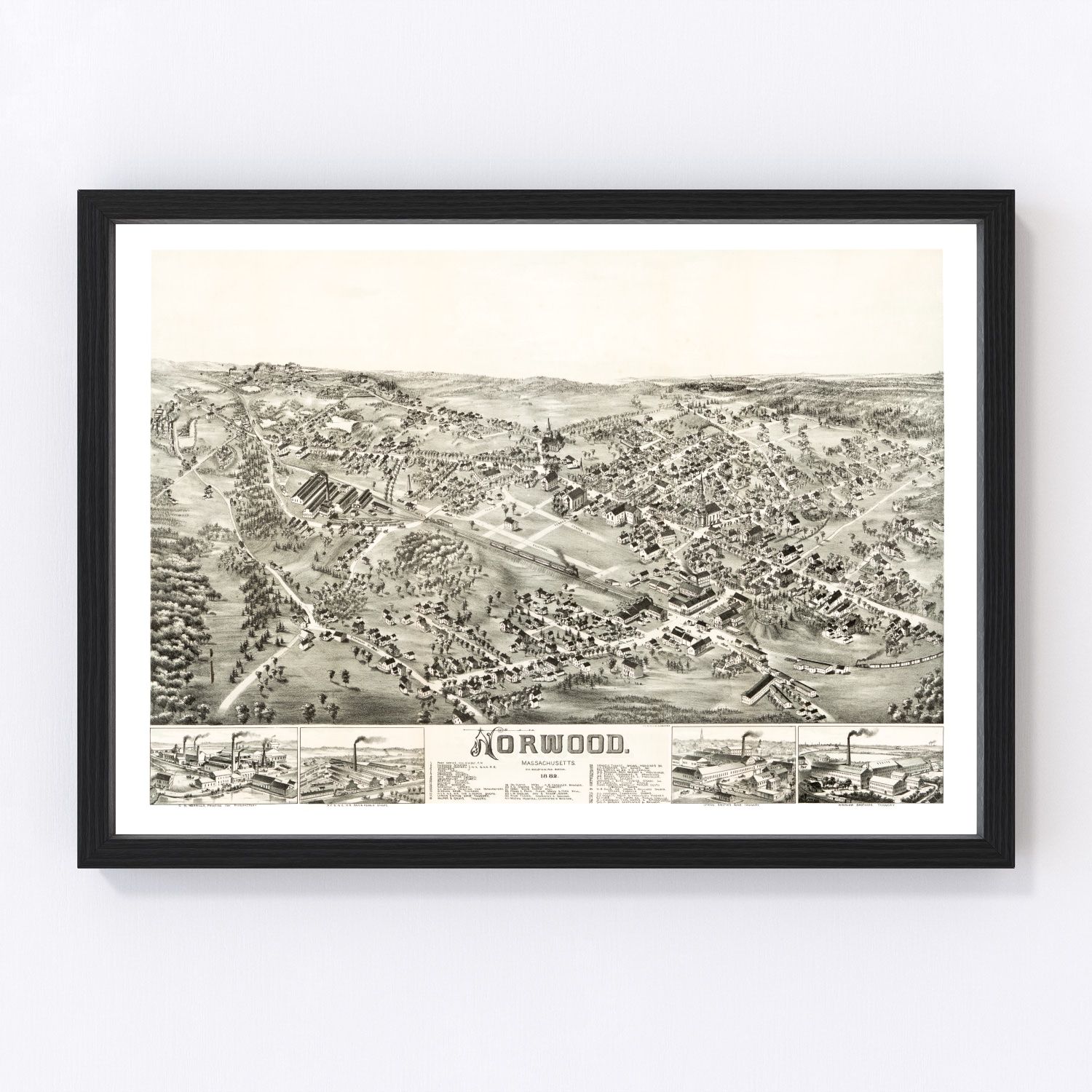vintage map of Norwood, Massachusetts, 1882