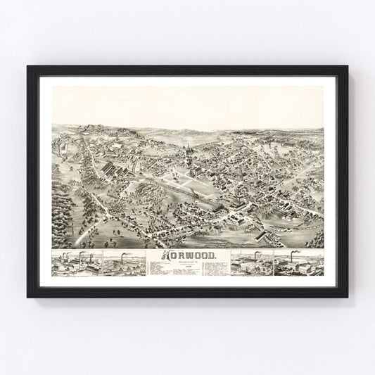 vintage map of Norwood, Massachusetts, 1882