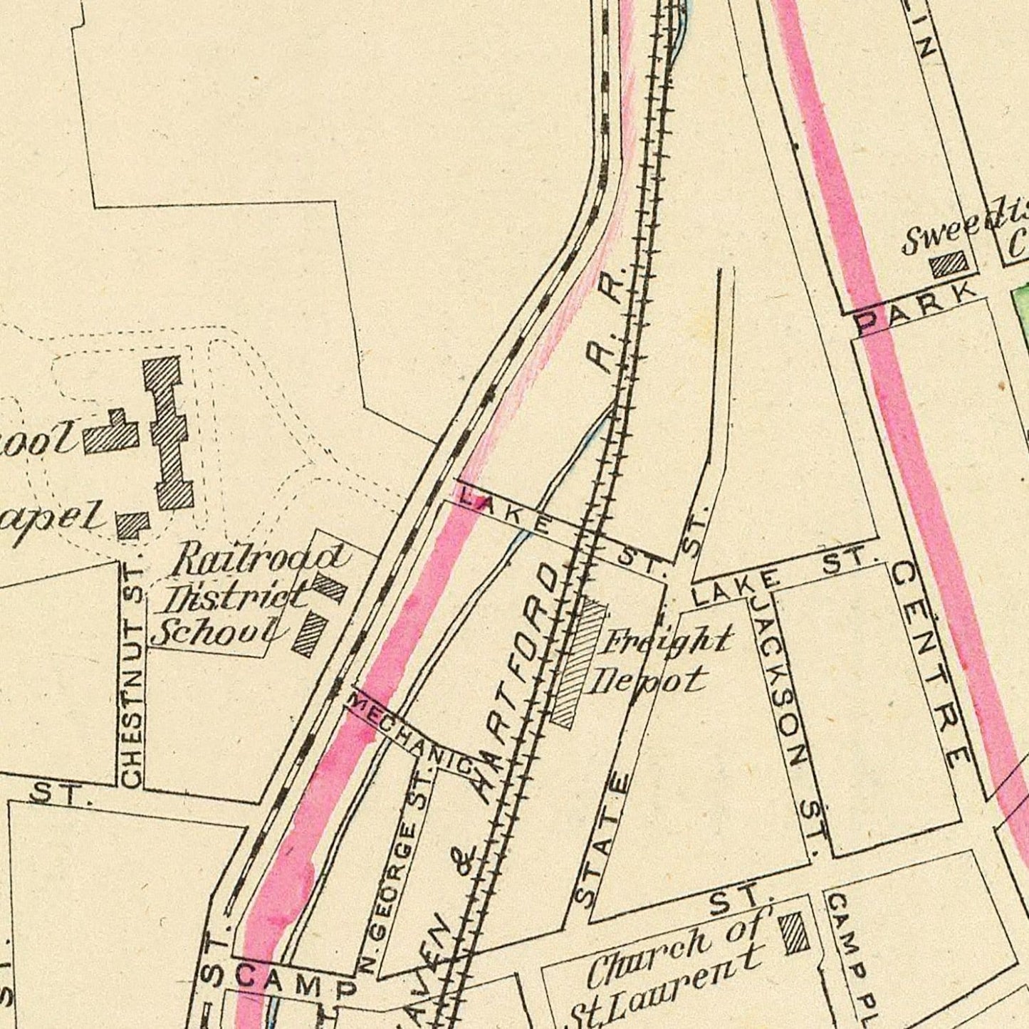 Vintage Map of Meriden, Connecticut, 1893