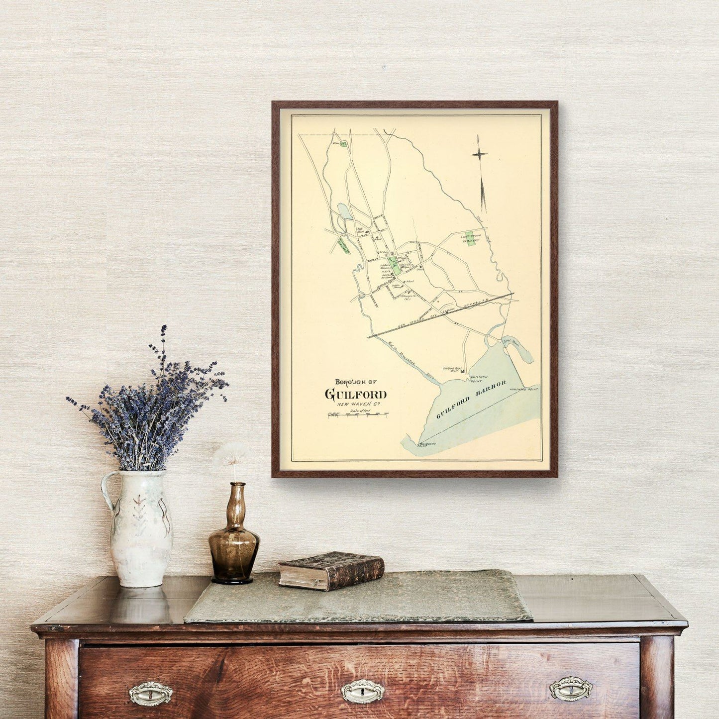 Vintage Map of Guilford, Connecticut, 1893
