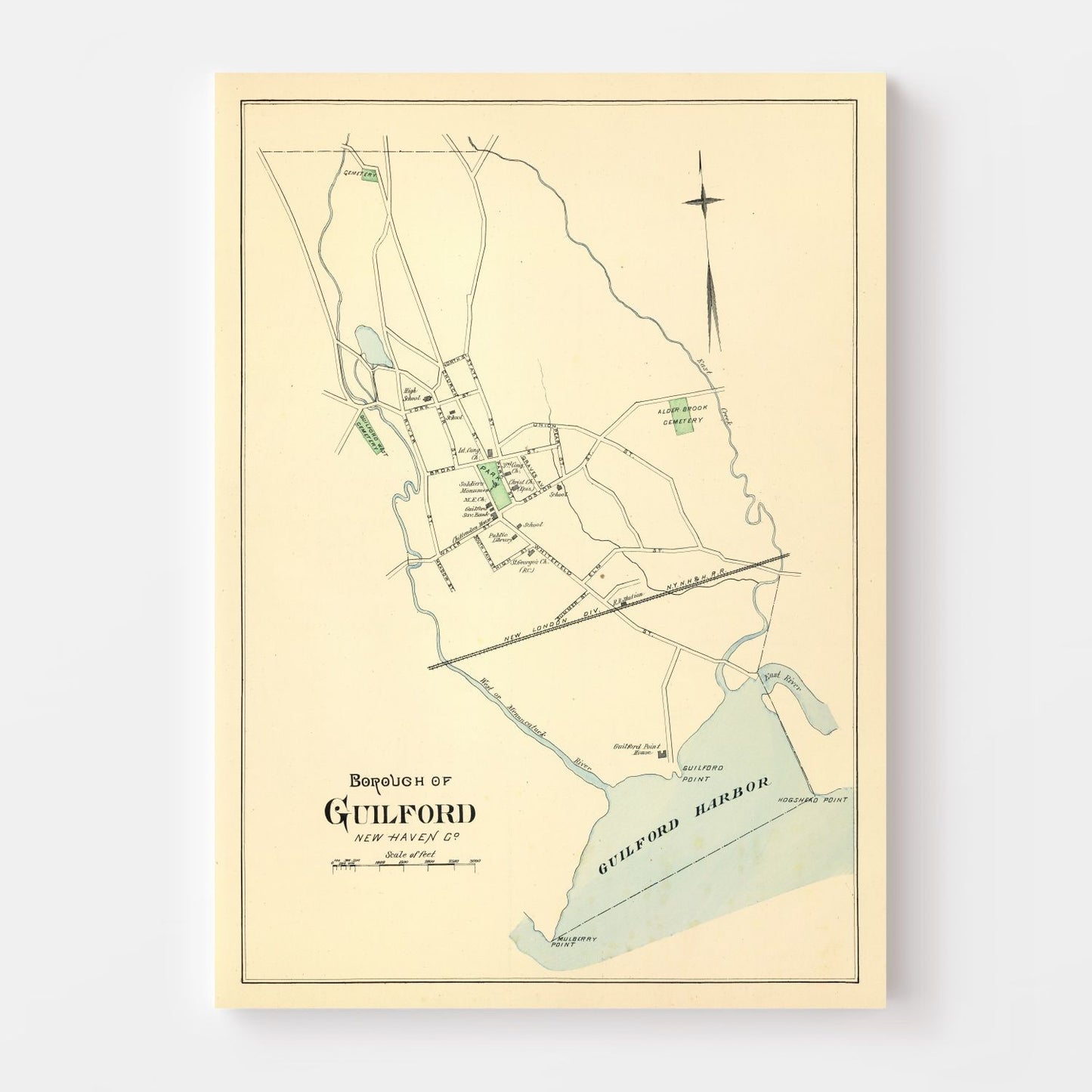Vintage Map of Guilford, Connecticut, 1893