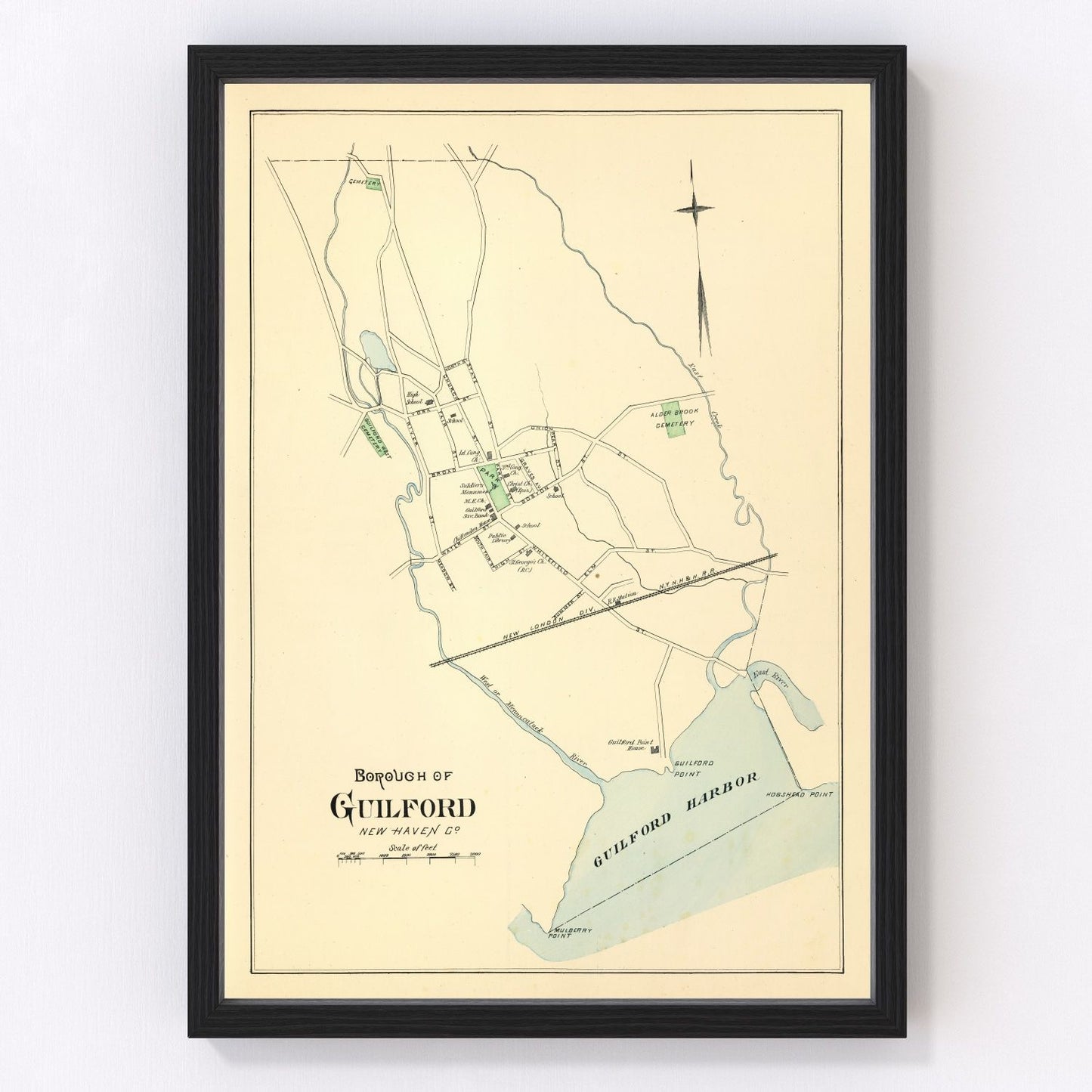 vintage map of Guilford, Connecticut, 1893