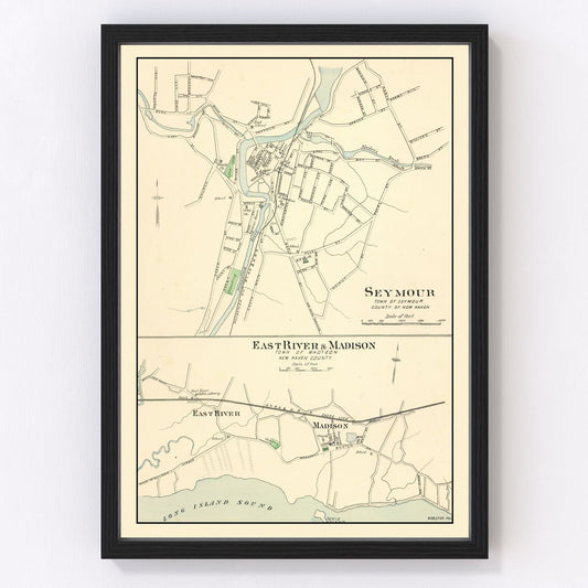Vintage map of Madison, Connecticut, 1893