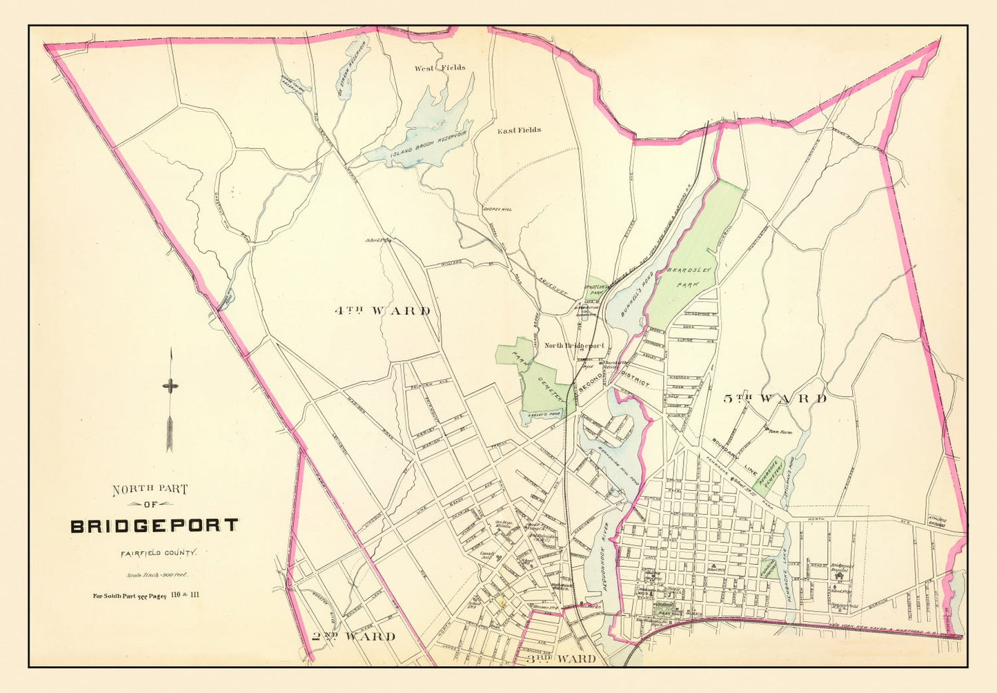 Vintage Map of Bridgeport, Connecticut 1893