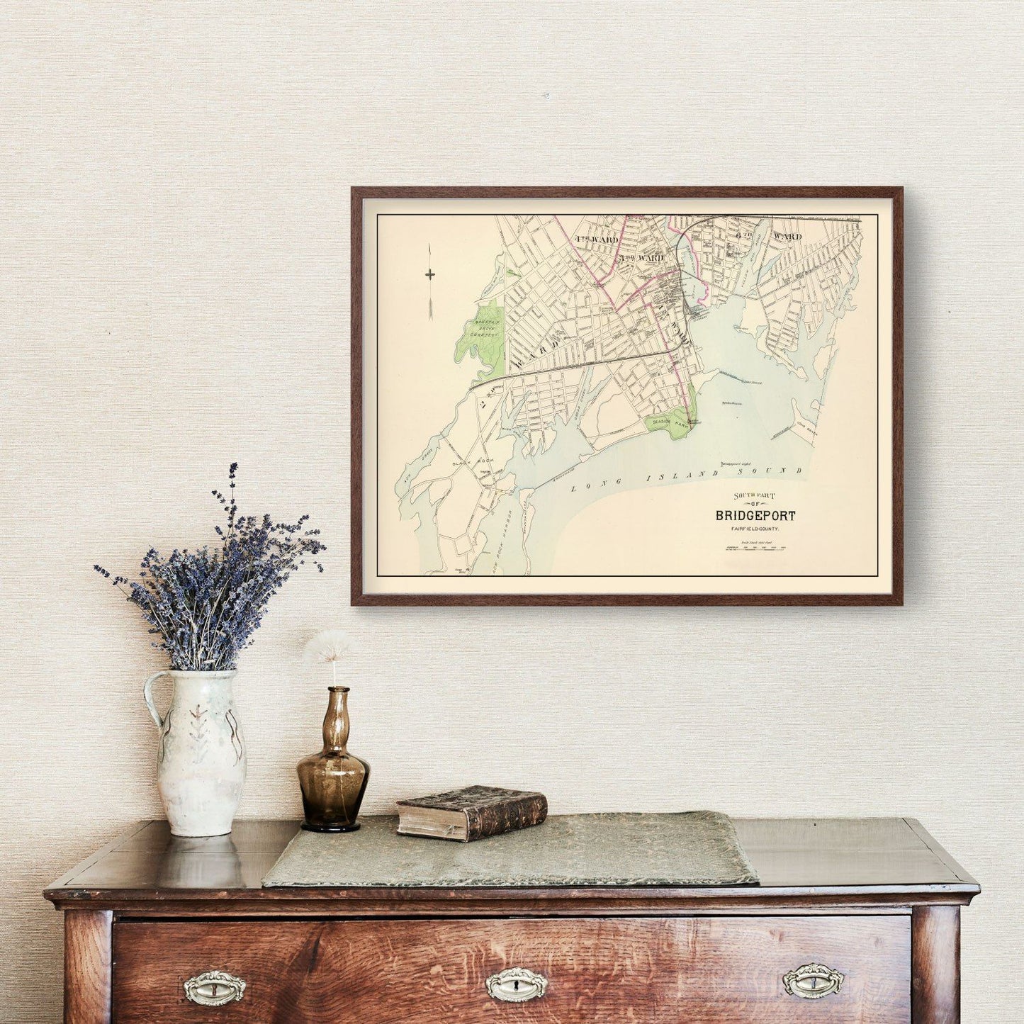 Vintage Map of Bridgeport, Connecticut 1893 (II)