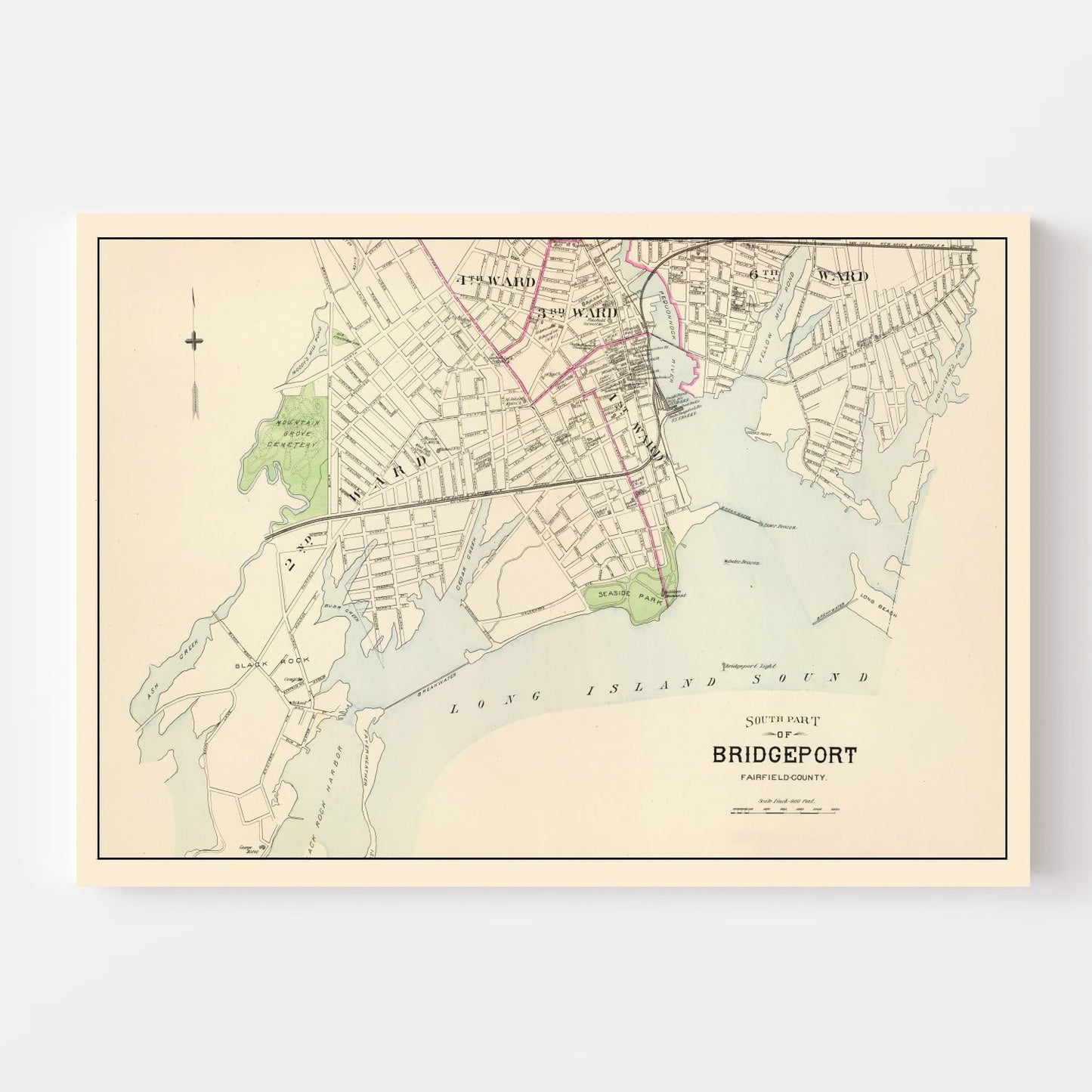 Vintage Map of Bridgeport, Connecticut 1893 (II)