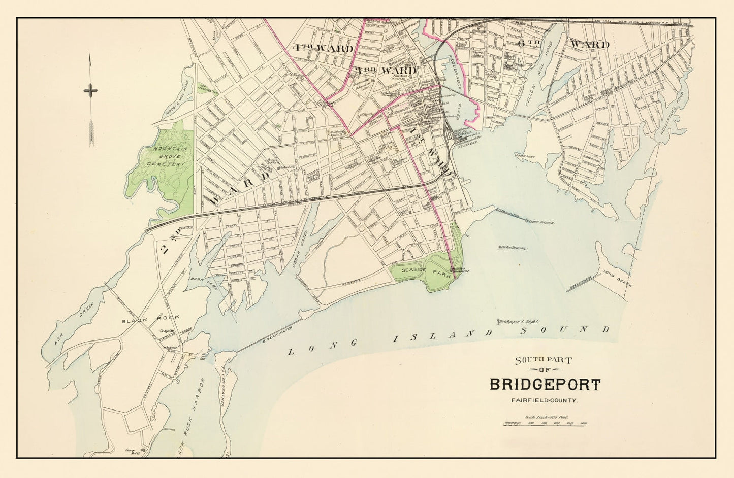 Vintage Map of Bridgeport, Connecticut 1893 (II)