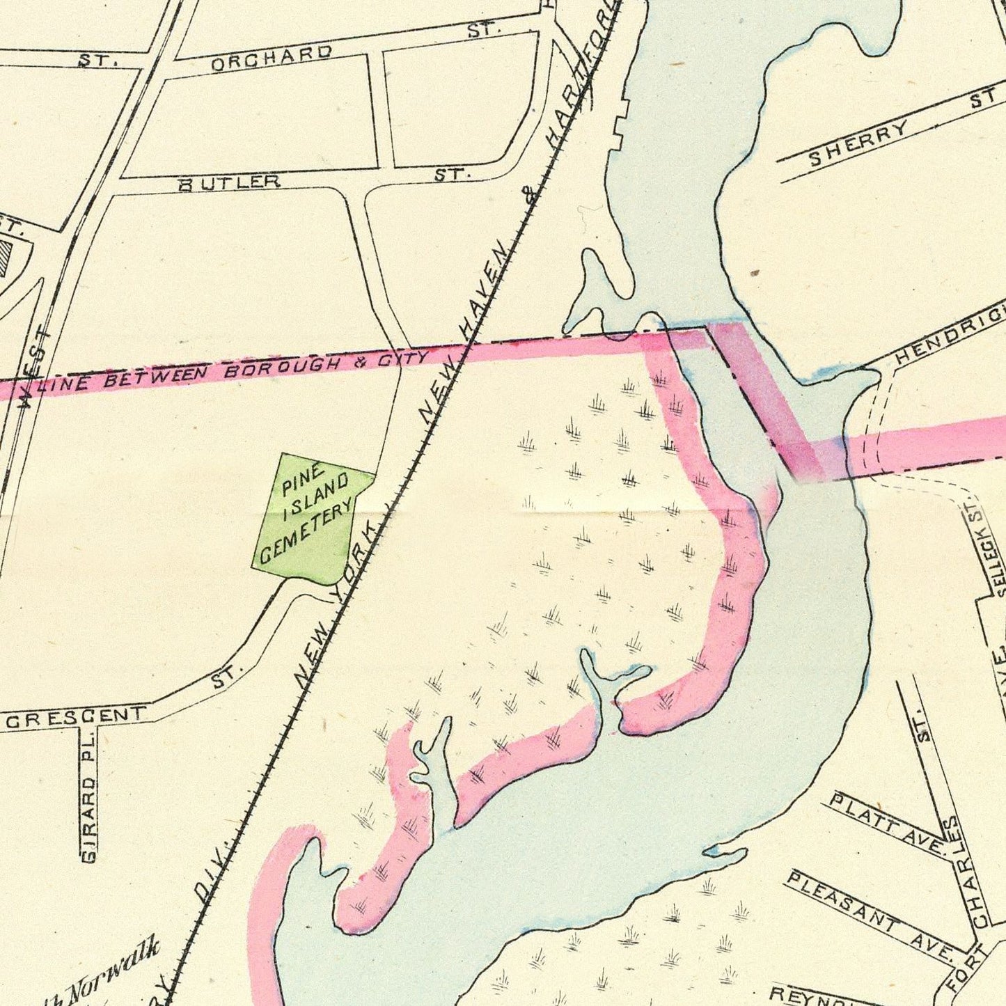 Vintage Map of Norwalk, Connecticut, 1893