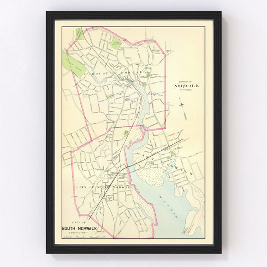 vintage map of Norwalk, Connecticut, 1893