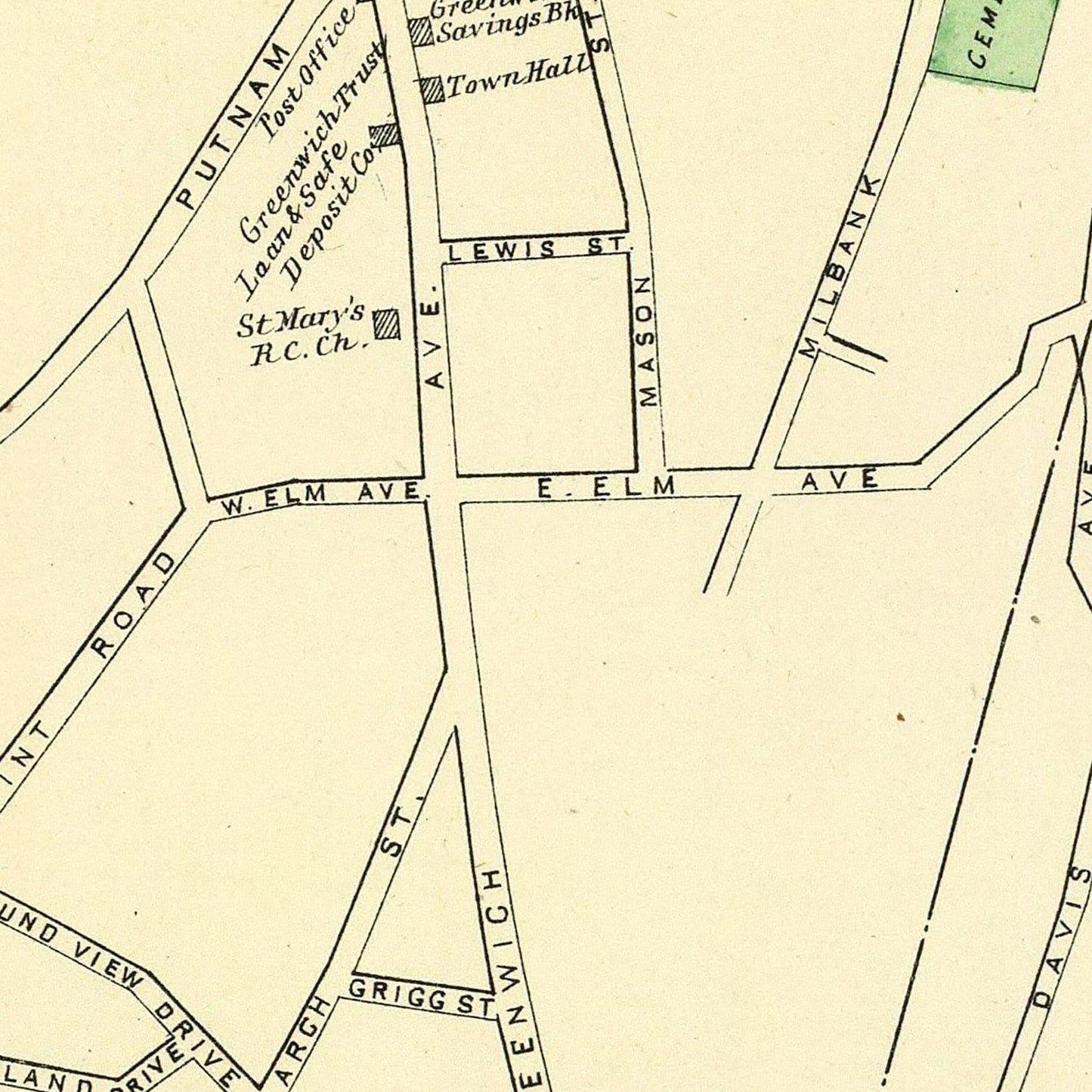 Vintage Map of Greenwich, Connecticut, 1893