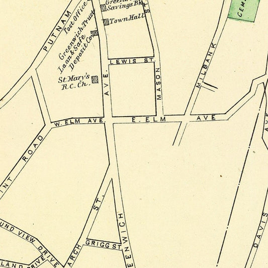 Vintage Map of Greenwich, Connecticut, 1893