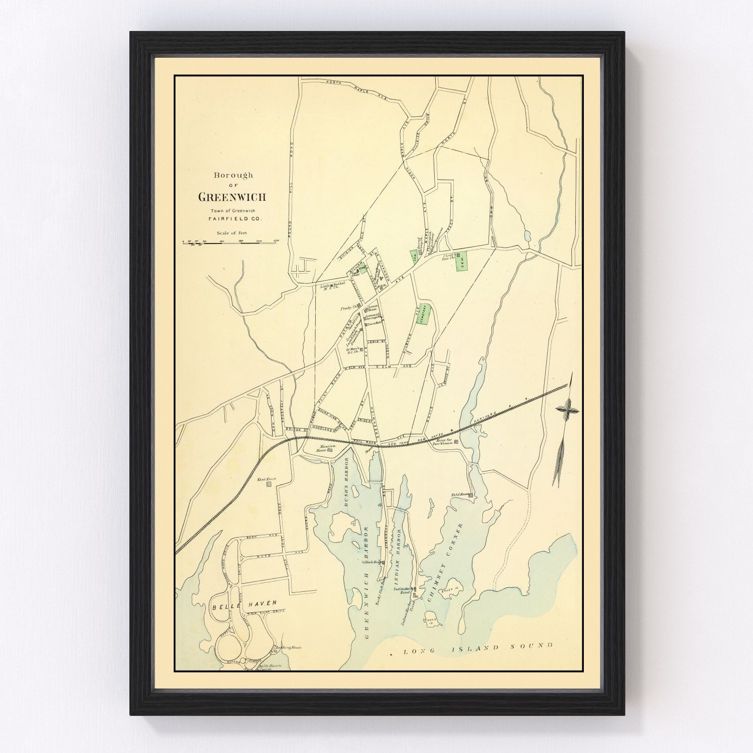 vintage map of Greenwich, Connecticut, 1893