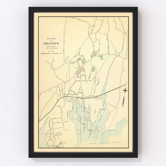 vintage map of Greenwich, Connecticut, 1893