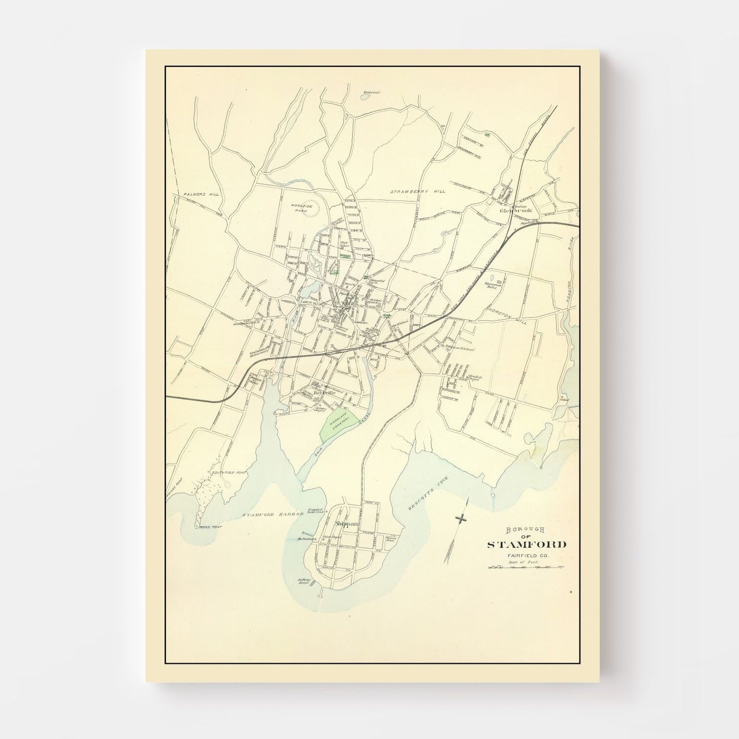Vintage Map of Stamford, Connecticut, 1893