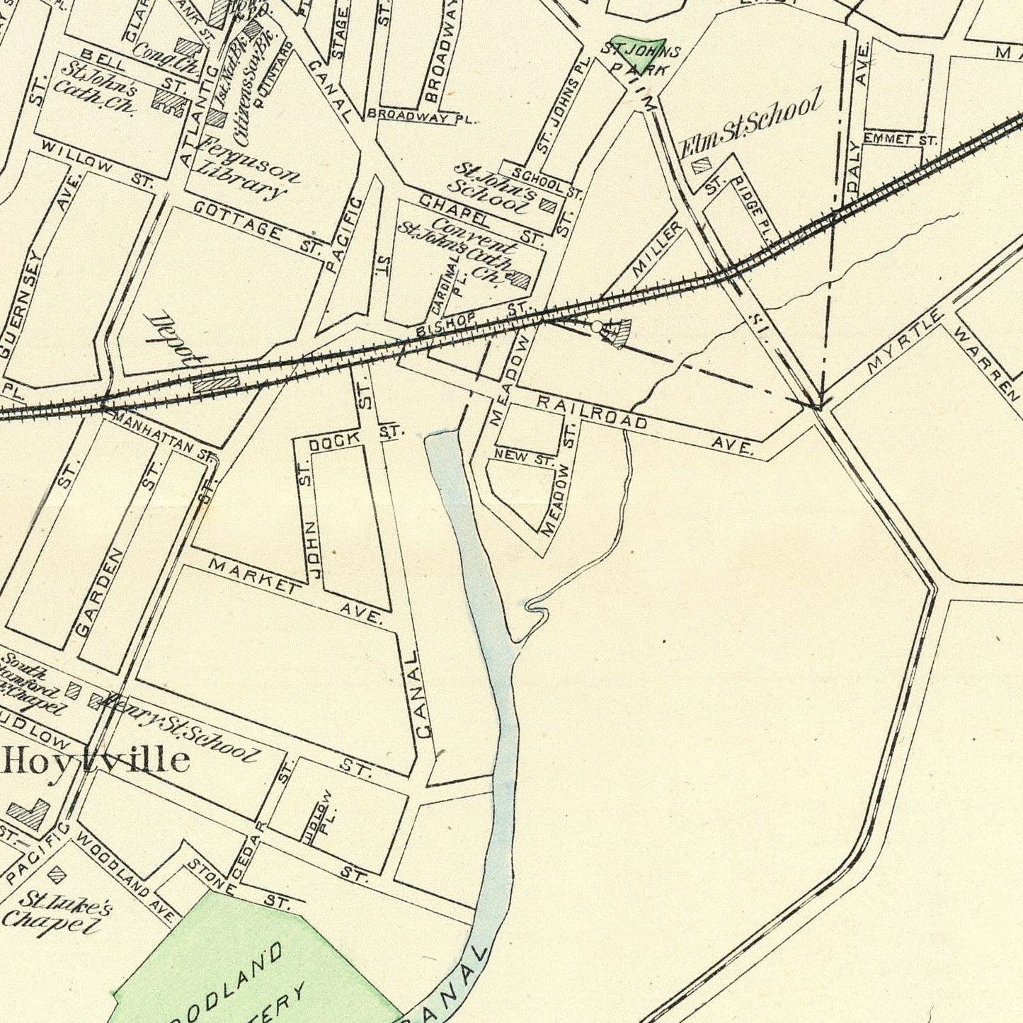 Vintage Map of Stamford, Connecticut, 1893