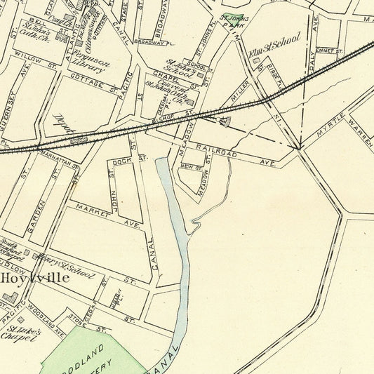 Vintage Map of Stamford, Connecticut, 1893