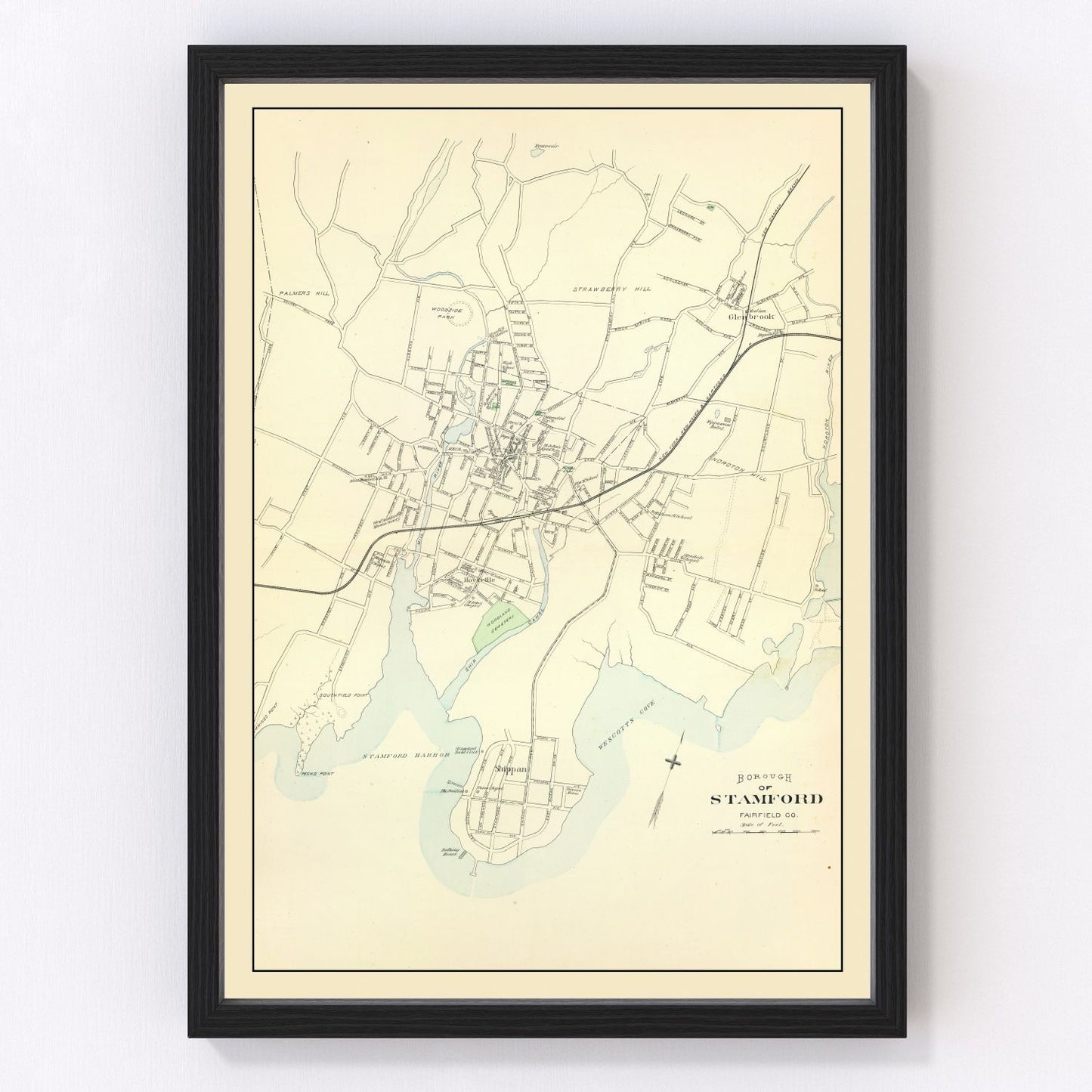 Vintage map of Stamford, Connecticut, 1893