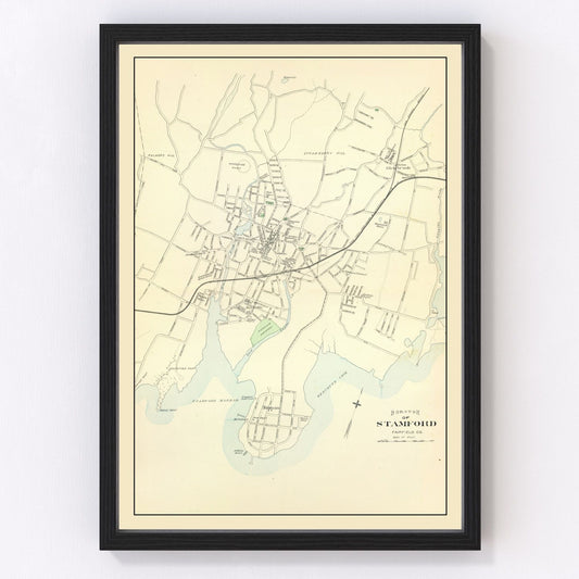 Vintage map of Stamford, Connecticut, 1893