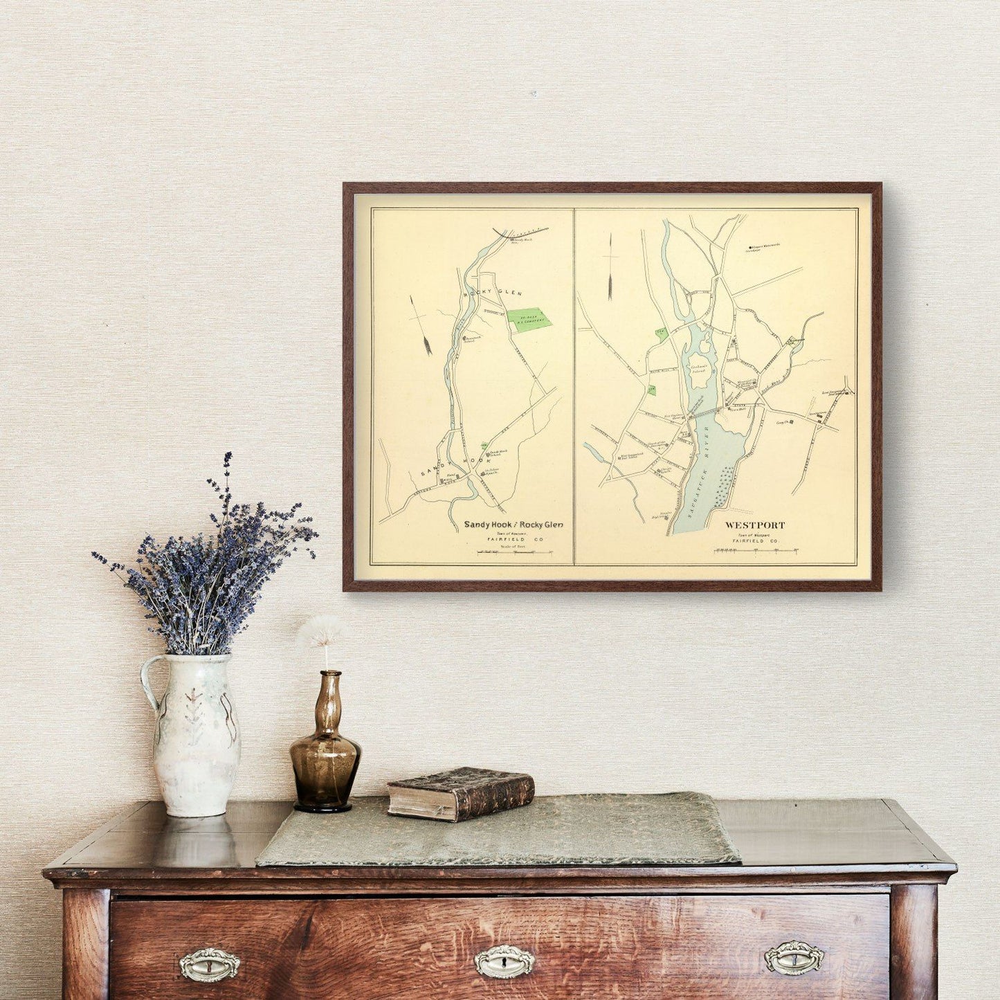 Vintage Map of Sandy Hook, Connecticut, 1893